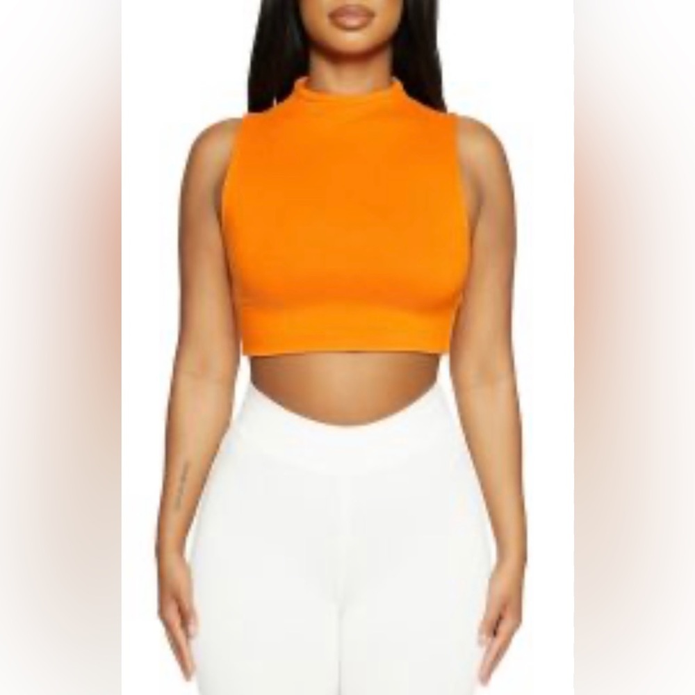 Naked Wardrobe NWT Sleeveless Crop Top in Deep Orange